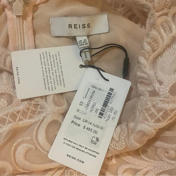 Reiss Roxanda Lace Bodycon Pink Dress 10 NWT $465 - Picture 6 of 11